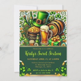 Waterverf St. Patrick's Day Sweet Sixteen Kaart