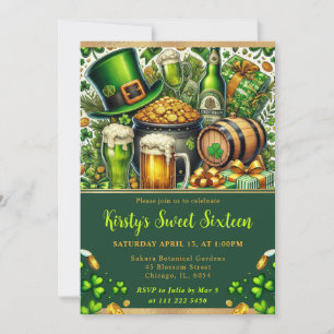 Waterverf St. Patrick's Day Sweet Sixteen Kaart