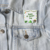 Waterverf St Patricks Party Vierkante Button 5,1 Cm (In situ)