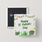 Waterverf St Patricks Party Vierkante Button 5,1 Cm (Voorkant /achterkant)