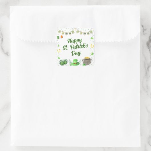 Waterverf St Patricks Vierkante Sticker (Tas)