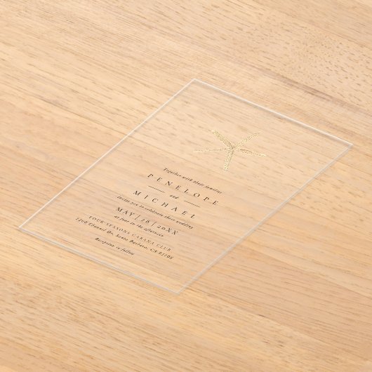 Waterverf Staartvis Elegant minimalistische bruilo Acryl Uitnodigingen (Laagn)