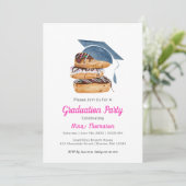 Waterverf Stack van Donuts met Graduation Cap Kaart (Staand voorkant)