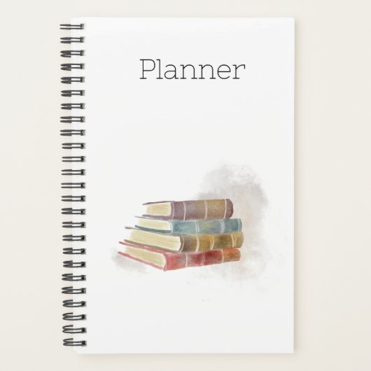 Waterverf Stacked Books Planner (Voorkant)