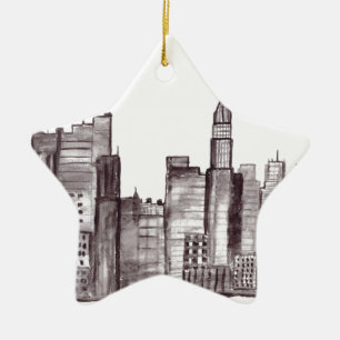 Waterverf stad Manhattan New York Keramisch Ornament