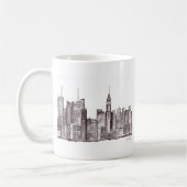 Waterverf stad Manhattan New York Koffiemok (Links)