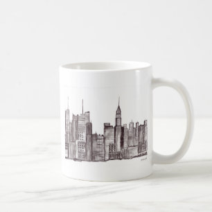 Waterverf stad Manhattan New York Koffiemok