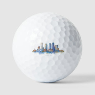 Waterverf stadsgezicht van Boston Modern Boston Golfballen