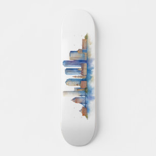 Waterverf stadsgezicht van Boston Modern Boston Persoonlijk Skateboard