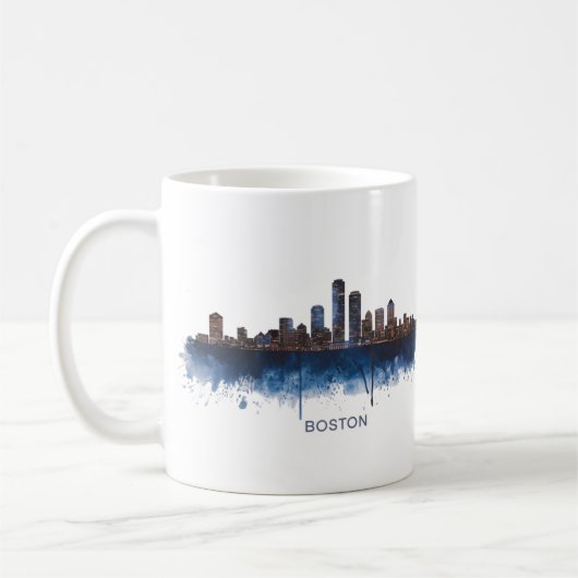 Waterverf stadssilhouet van Boston Koffiemok (Links)