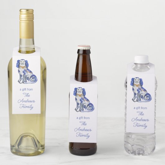 Waterverf Staffordshire Dogs Flessenhanger (In situ)