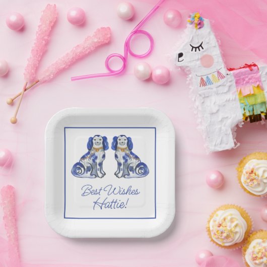 Waterverf Staffordshire Dogs Papieren Bordje (Feest)