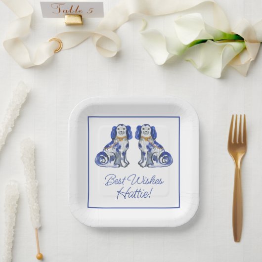 Waterverf Staffordshire Dogs Papieren Bordje (Huwelijk)