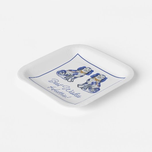 Waterverf Staffordshire Dogs Papieren Bordje (Gebogen)