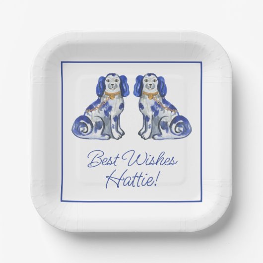 Waterverf Staffordshire Dogs Papieren Bordje (Voorkant)