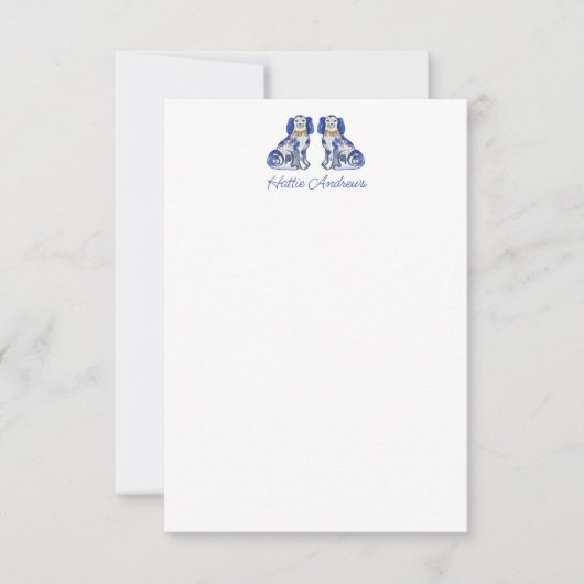 Waterverf Staffordshire Dogs Persoonlijk Notitiekaartje (Voorkant)