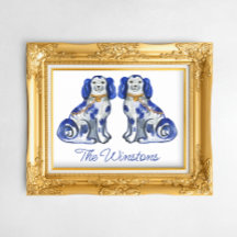 Waterverf Staffordshire Dogs