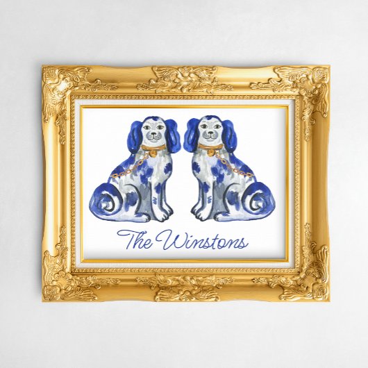 Waterverf Staffordshire Dogs Poster