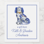 Waterverf Staffordshire Dogs Wijn Etiket (Enkel label)