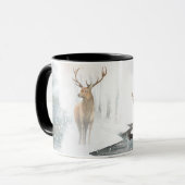 Waterverf Stag en Deer Winter Wonderland Mok (Voorkant links)