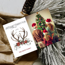 Waterverf Stag Greenery Foto Vrolijk Kerstfeest