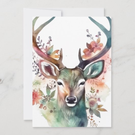 Waterverf Stag Kerst Kaart (Achterkant)