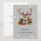 Waterverf Stag Snowflake Merry Christmas Kaart (Voorkant / Achterkant)