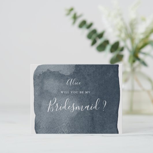 waterverf stalen blauw wasgoed briefkaart (Staand voorkant)