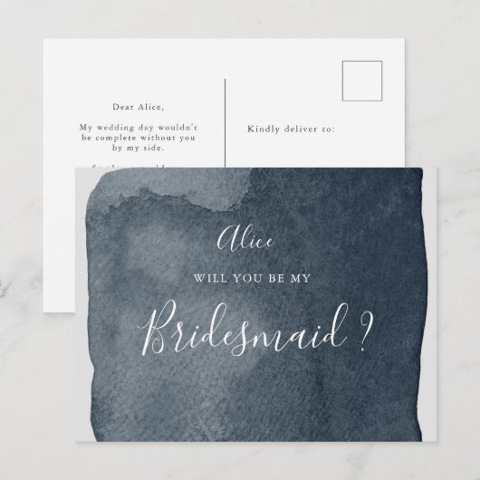 waterverf stalen blauw wasgoed briefkaart (Voorkant / Achterkant)