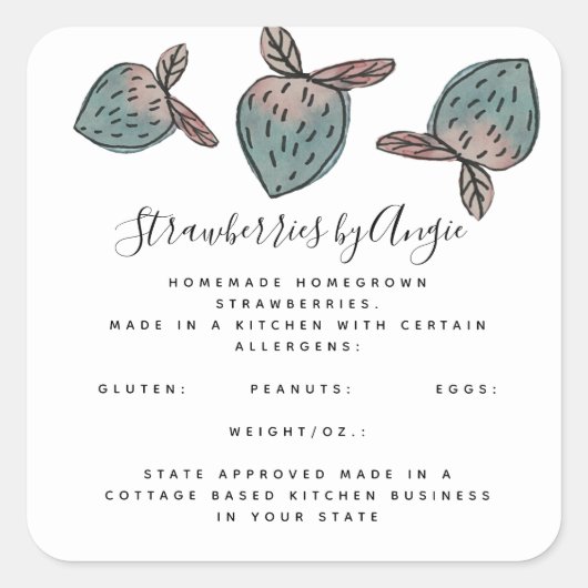 Waterverf Stambes Stoodle Roze Blauw Business Vierkante Sticker (Voorkant)