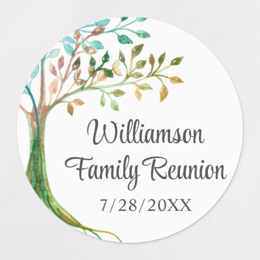 Waterverf stamboom familie reünie labels (Design 2)