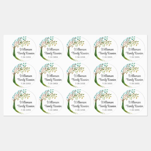 Waterverf stamboom familie reünie labels (Vel)