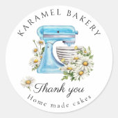Waterverf Stand Mixer met Daisies Ronde Sticker (Voorkant)