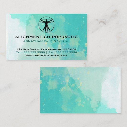 Waterverf Standard Chiropractic Visitekaartjes (Voorkant / Achterkant)