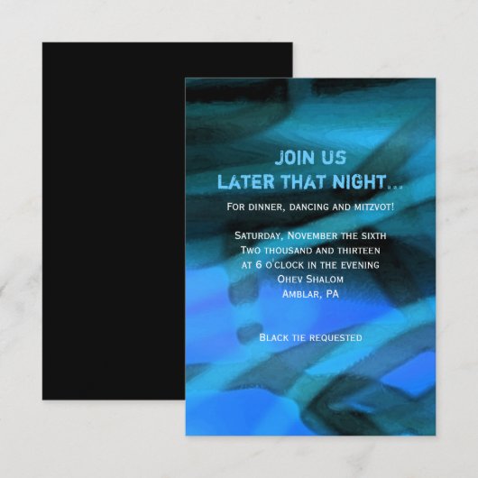 WATERVERF STAR Bar Bat Mitzvah Reply Card Kaart (Voorkant / Achterkant)