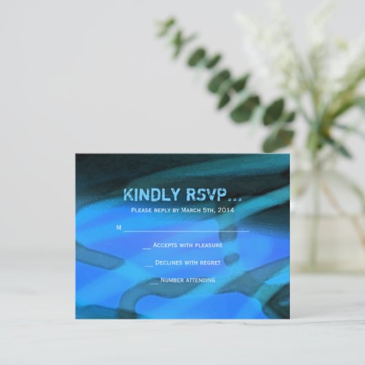 WATERVERF STAR Bar Bat Mitzvah Reply Card RSVP Kaartje (Staand voorkant)