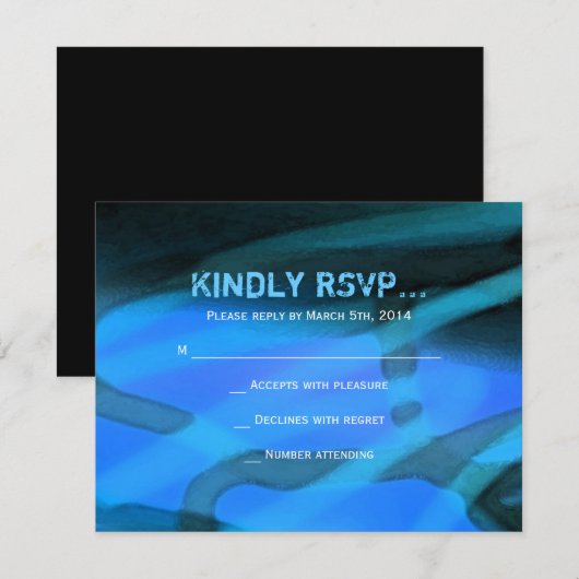 WATERVERF STAR Bar Bat Mitzvah Reply Card RSVP Kaartje (Voorkant / Achterkant)