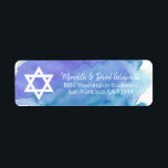 Waterverf Star of David Bar Mitzvah Terug Etiket<br><div class="desc">Stuur uw Bar Mitzvah-uitnodigingen,  rsvp-envelopkaarten en bedankkaarten met deze waterverf blauw retourlabel stickers. Bewerkbare sjablonen zodat u lettertype en grootte kunt wijzigen.</div>