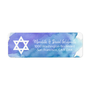 Waterverf Star of David Bar Mitzvah Terug Etiket