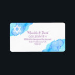 Waterverf Star of David Bat Mitzvah Return RSVP Etiket<br><div class="desc">Stuur uw Bat Mitzvah-uitnodigingen,  rsvp-envelopkaarten en bedankkaarten met deze waterverf paarse,  blauwe turquoise retourlabel stickers. Bewerkbare sjablonen zodat u lettertype en grootte kunt wijzigen.</div>