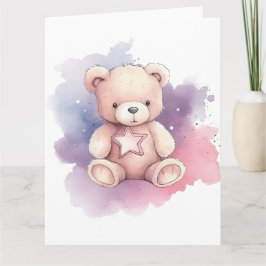 Waterverf Star Teddy Bear Kaart
