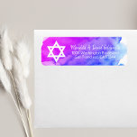 Waterverf Star van David Bat Mitzvah Return Etiket<br><div class="desc">Verzend uw Bat Mitzvah nodigt,  rsvp envelopkaarten uit en dank u kaarten met deze waterverf paarse,  violette,  blauwe stickers van het terugkeeretiket. Bewerkbare sjablonen zodat u het lettertype en de grootte kunt wijzigen.</div>