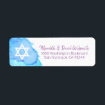 Waterverf Star van David Bat Mitzvah Return Etiket<br><div class="desc">Stuur uw Bat Mitzvah-uitnodigingen,  rsvp-envelopkaarten en bedankkaarten met deze waterverf paarse,  turquoise,  blauw retourlabel stickers. Bewerkbare sjablonen zodat u lettertype en grootte kunt wijzigen.</div>