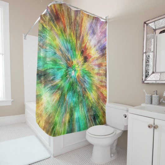 Waterverf Starburst Tie Dye Douchegordijn (In situ)