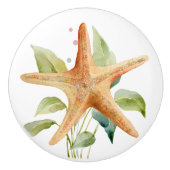 WATERVERF STARFISH ART BEACH COASTAL VACATON KERAMISCHE KNOP (Voorkant)