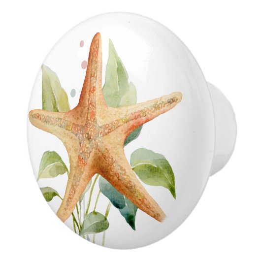 WATERVERF STARFISH ART BEACH COASTAL VACATON KERAMISCHE KNOP (Rechts)
