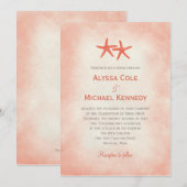 Waterverf Starfish Beach bruiloft uitnodiging kora (Voorkant / Achterkant)