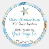 Waterverf Starfish Beach Handgemaakte zeep Ronde Sticker (Voorkant)