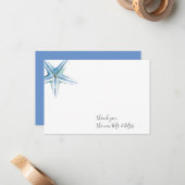 Waterverf Starfish Bedankt Kaart voor schrijfberic Notitiekaartje (Voorkant / Achterkant in situ)