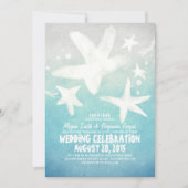 waterverf Starfish Blue Beach huwelijksuitnodiging Kaart (Voorkant)